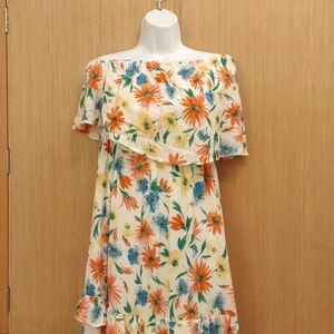 NWT Cream Floral Off Shoulder Dress SZ L By Lush